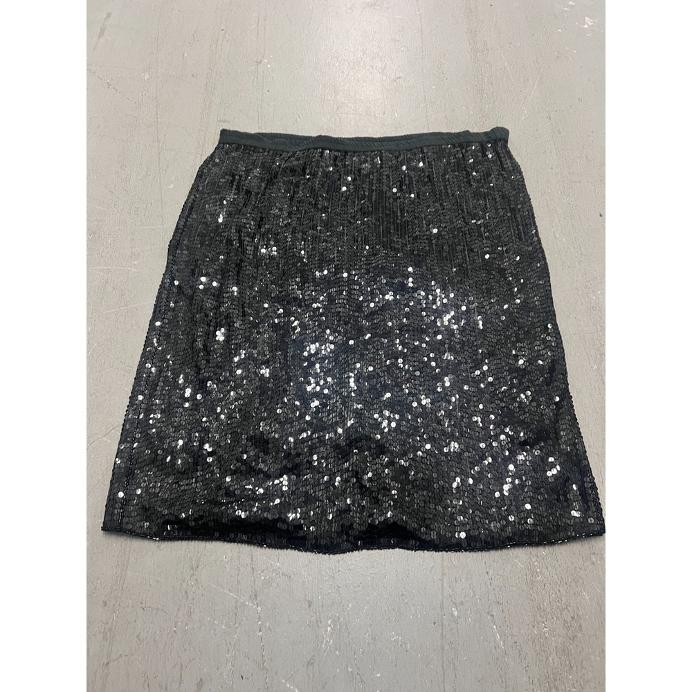 Carina Mini Skirt Womens XL Black Silk Sequin Detail A-Line Night Out Party NWT
